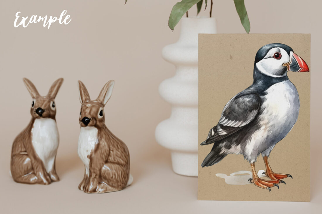 Watercolor Atlantic Puffin Seabird Set, watercolor birds, puffin PNG, baby shower, nursery art, printables