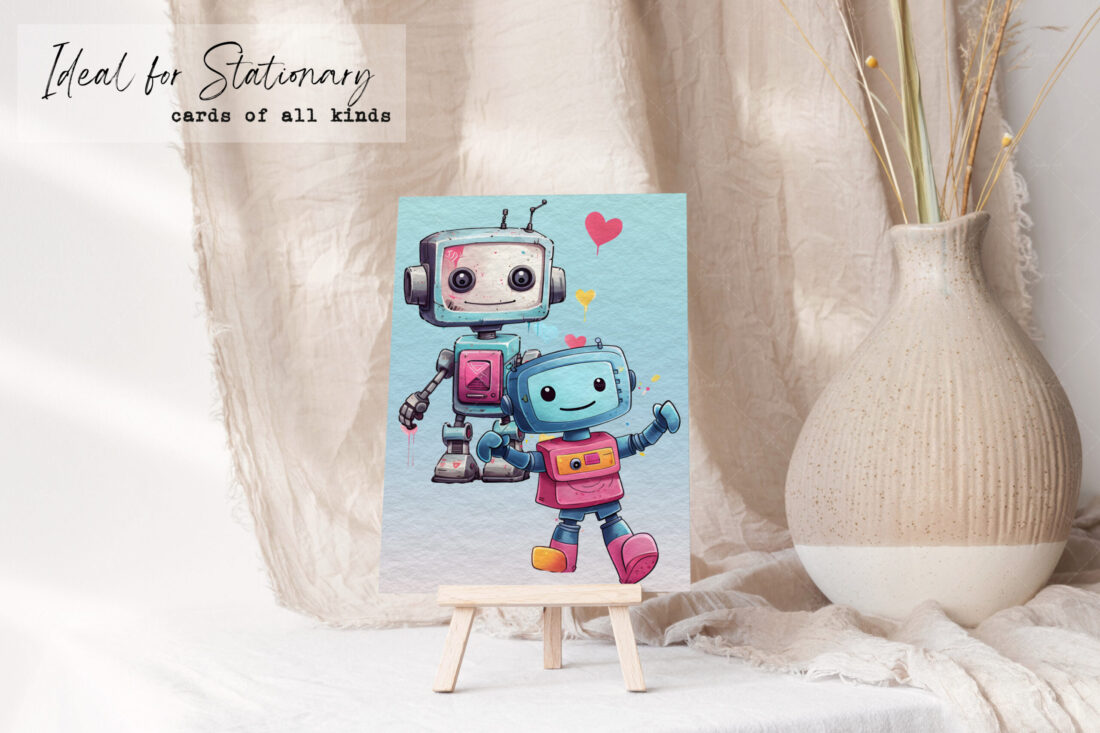 Robo-Buddies | Watercolor Robots | Event Invitation | Nursery Art | Birthday Invite | Greeting Card | Nursery Art | Children Art