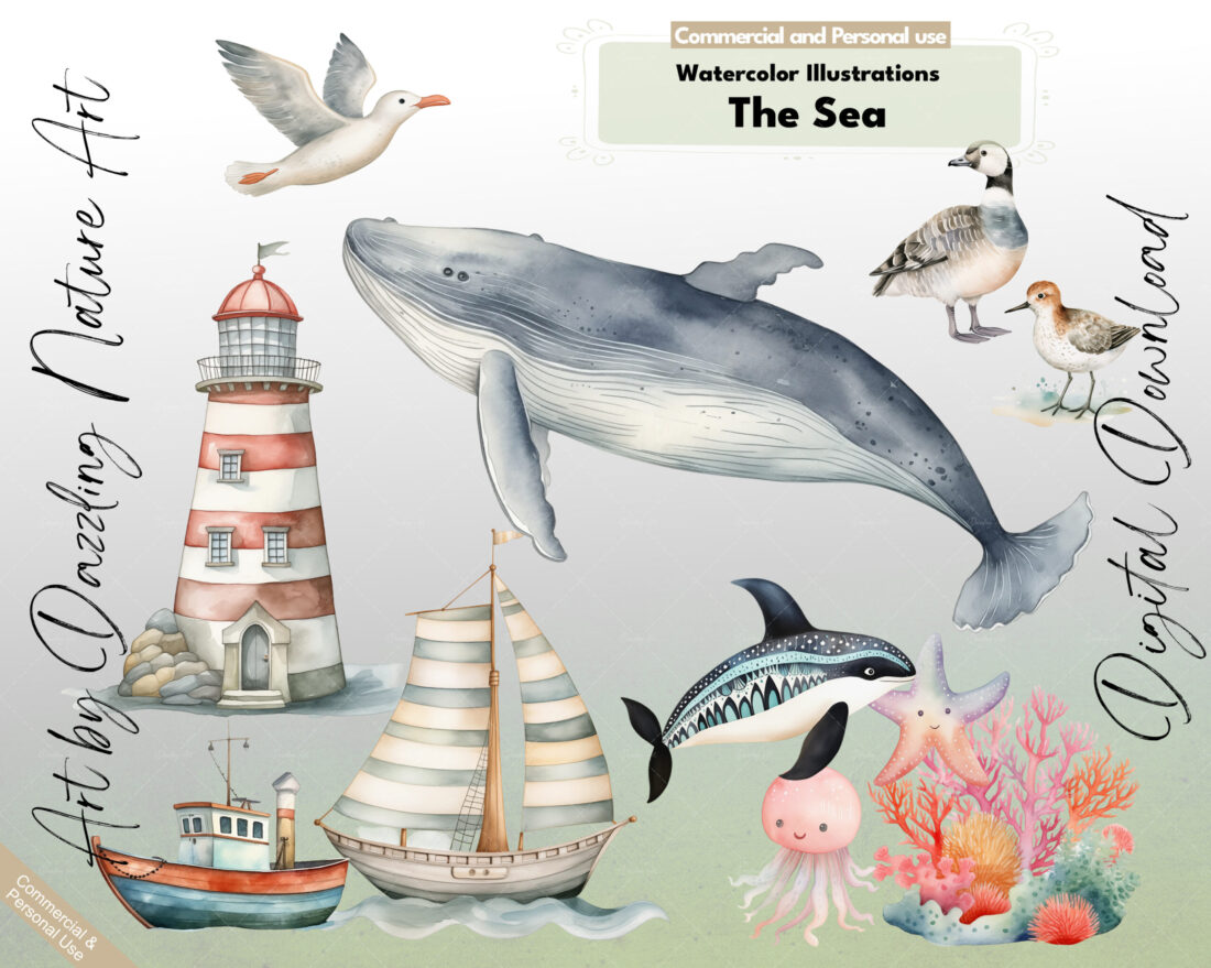 The Sea Watercolor Illustrations