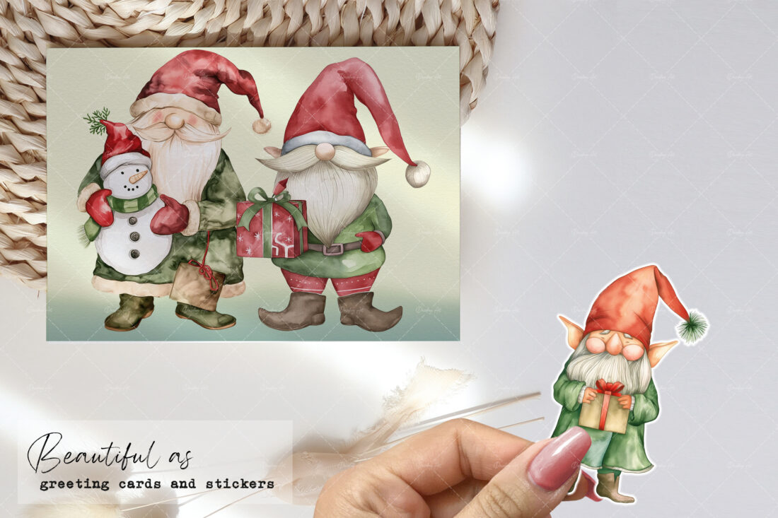 Welcome to the festive world of "Christmas Gnomes" with my watercolor illustration clipart set! 🎅🌲🎨