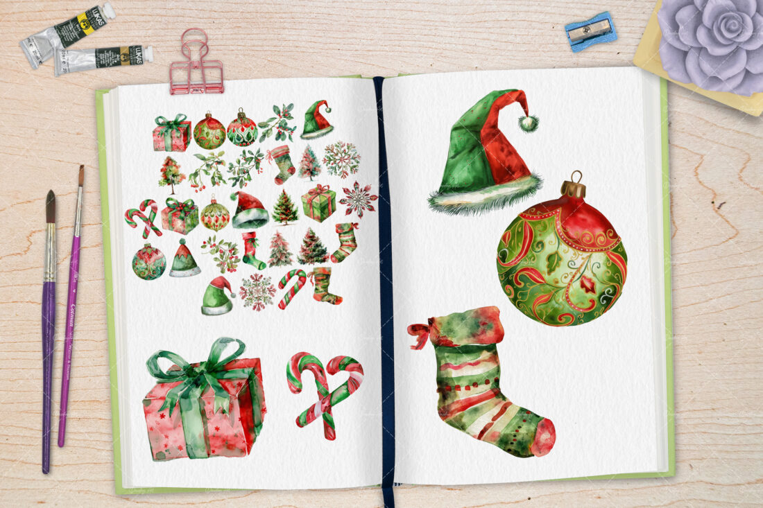 Welcome to the festive world of "Christmas Gnomes" with my watercolor illustration clipart set! 🎅🌲🎨