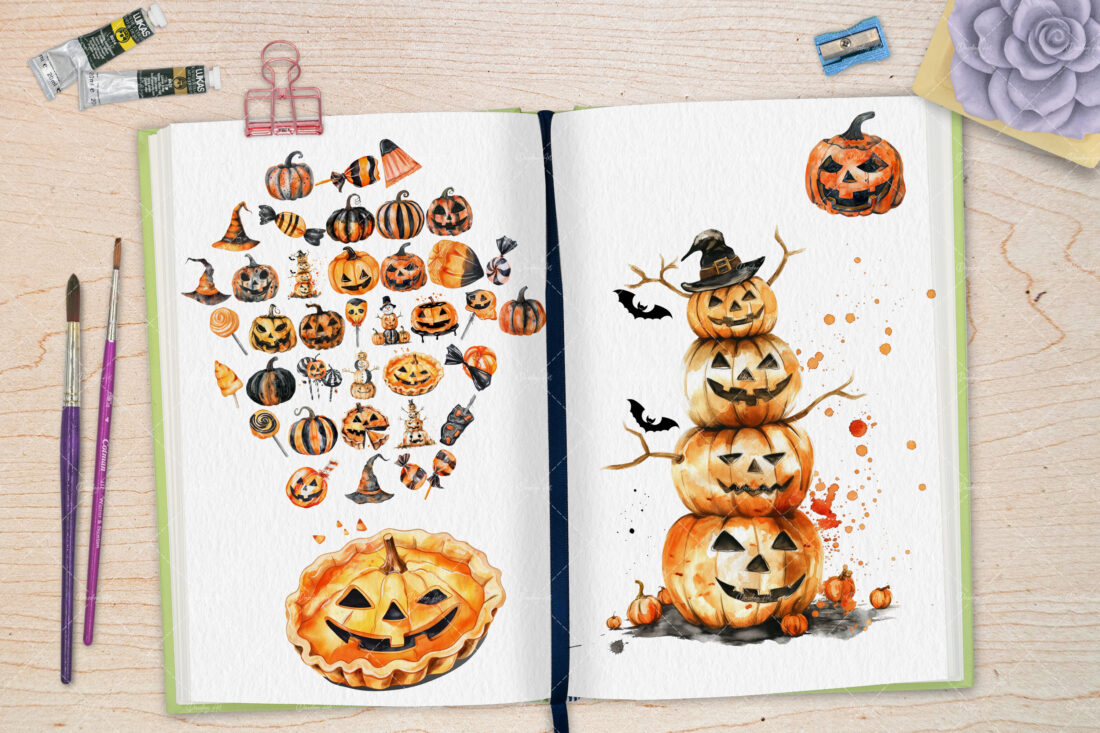 Halloween Gnome and Ghosts | Halloween clipart