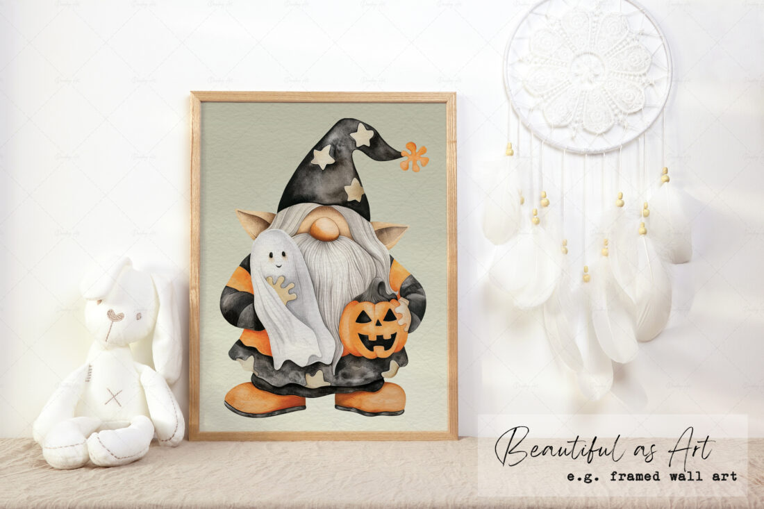 Halloween Gnome and Ghosts | Halloween clipart