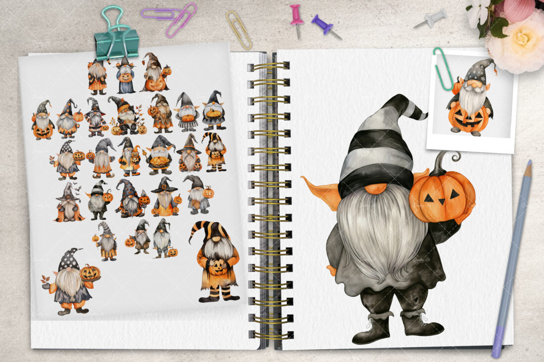 Welcome to the eerie and enchanting world of "Halloween Gnome Mischief" with my watercolor illustration clipart set! 🎃🧙‍♂️ In this spooky collection, you'll find a variety of Halloween gnomes dressed in festive orange and black, each one bringing a touch of whimsical fright to your Halloween projects.